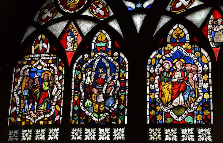vitrāžas, logs, baznīca, baznīcas logu, arhitektūra, logu vitrāžas, logu stikls
