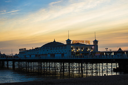 Brighton, turisme, strandpromenaden, arkitektur, England, Sussex, havet