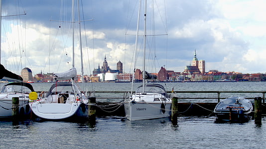 øen Rügen, Altefähr, port, Stralsund, Rügen, vand, Hanseforbundet