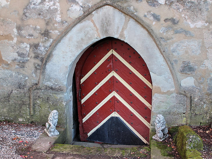 gol, portão de madeira, madeira, entrada, velho, porta velha, Castelo