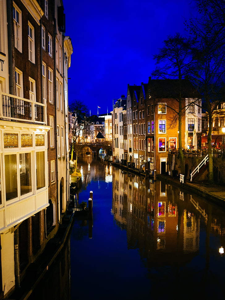 canal, Utrecht, eau, Pays-Bas, Holland, Néerlandais, architecture