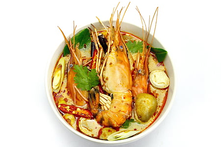 tom yum goong, pikantní kyselá polévka, Krevety, jídlo, jídlo, Thajsko, Thajsko jídlo