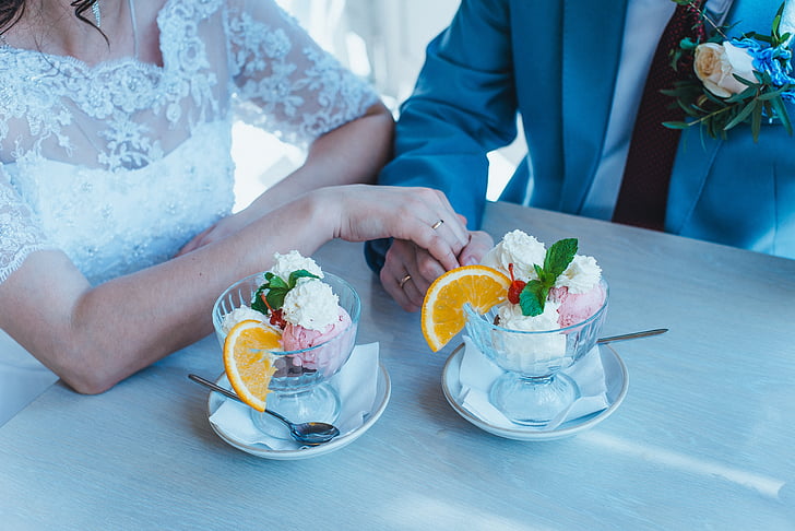 ice cream, wedding, orange
