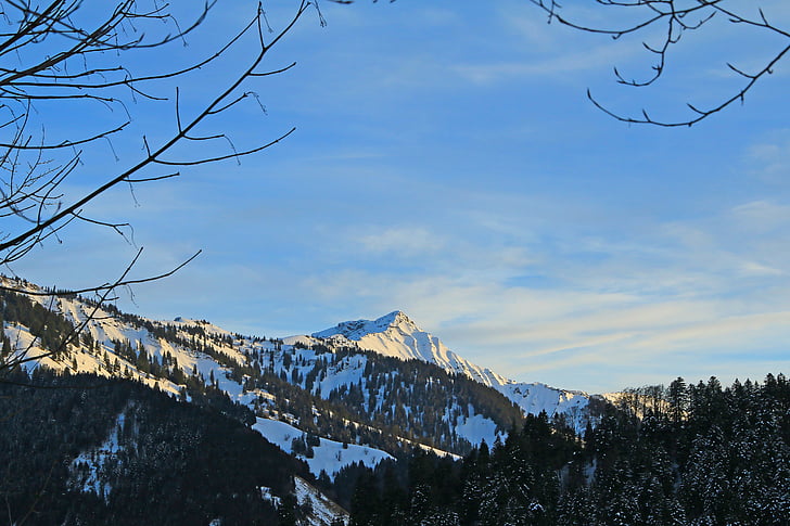 Forarlbergas, ebnit, Austrija, kalnai, žiemą, sniego, Alpių