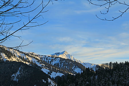 Vorarlberg, Ebnit, Avusturya, dağlar, Kış, kar, Alp