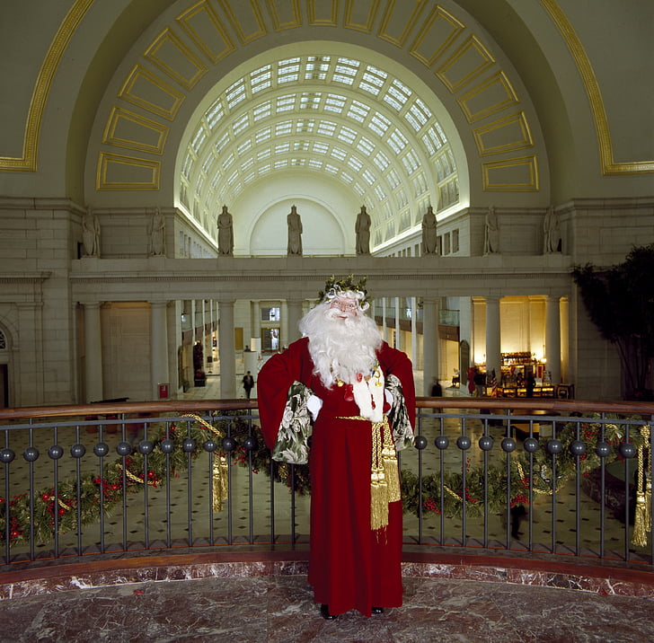 Joulupukki, joulu, mies, henkilö, Joulupukki, Union station, Washington
