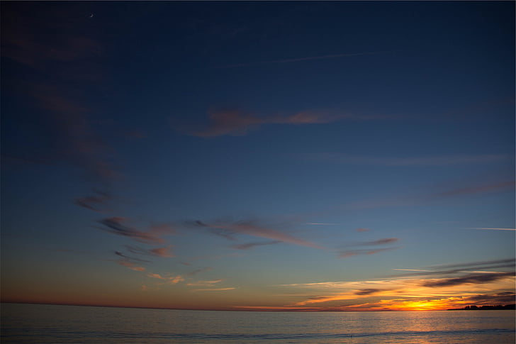 puesta de sol, Horizon, al atardecer, Océano, mar, cielo, naturaleza