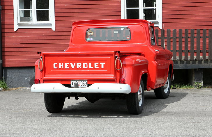 pickup, auton, punainen, Chevrolet