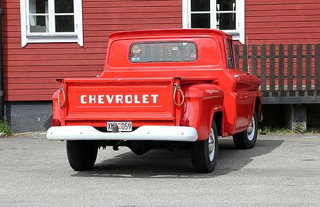 pick-up, auto, rood, Chevrolet