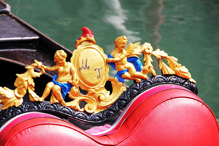 Liebesboot, gandole, Venedig, Initialen, Italien, Ornament, Golden