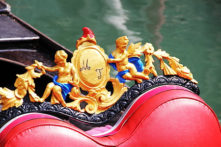 Love boat, gandole, Venedig, initialer, Italien, prydnad, gyllene