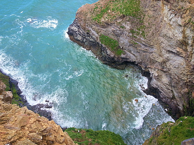 penhasco, para baixo, mar, natureza, rocha, paisagem, Costa