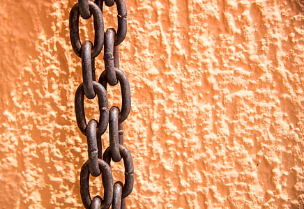 cadena, cadena oxidada, moho, fondo naranja, Fondo, naranja, textura