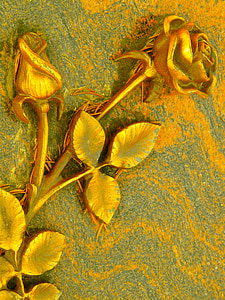 Wand, Design, Blume, Metall, Gold, alt, Hintergrund