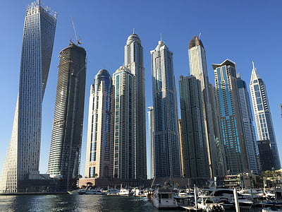 skyscrapers, dubai, boats, luxury, business, district, emirates