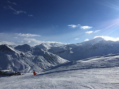 kalns, sniega, slēpju, izsekot, Alpi
