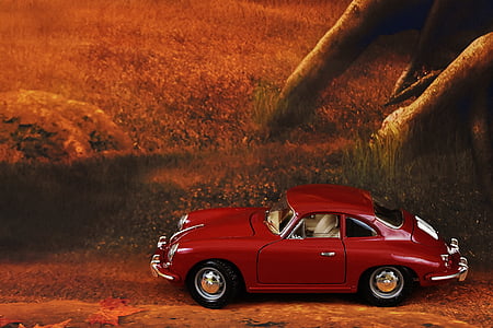 porsche 356, sports car, model car, forest, model, sporty, vehicle