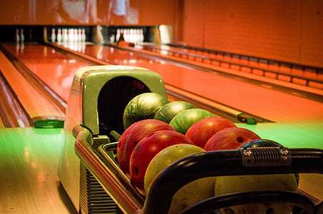 bowling, alley, balls, colors, playing, strike, indoors