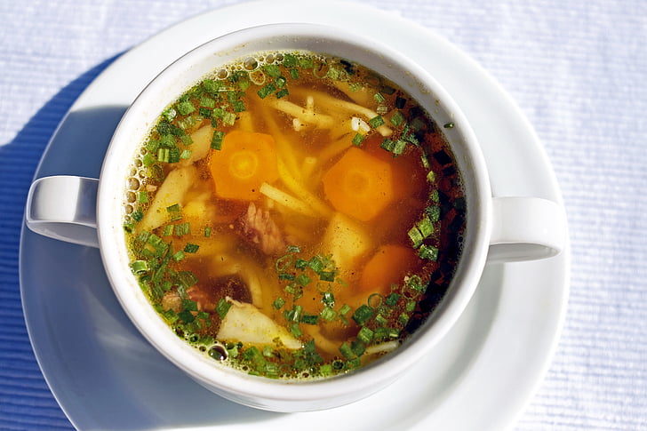 sopa, Sopa de vedella, Sopa de fideus, beneficiar-se de, Baden, aliments, vegetals