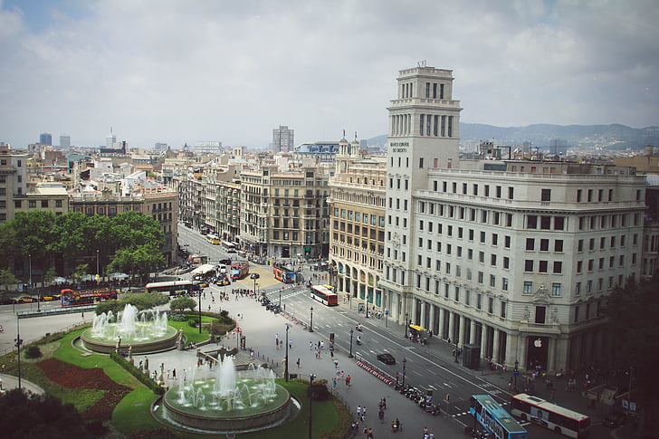 Barcelona, España, ciudad, gris, arquitectura, línea