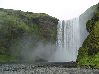 Islanda, cascadă, peisaj, natura, enorm, impresionant, forţă a naturii