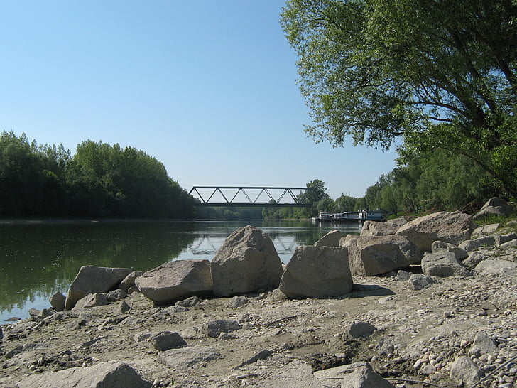 Donau, Bridge, floden, Cliff, bakvatten, gren, en del