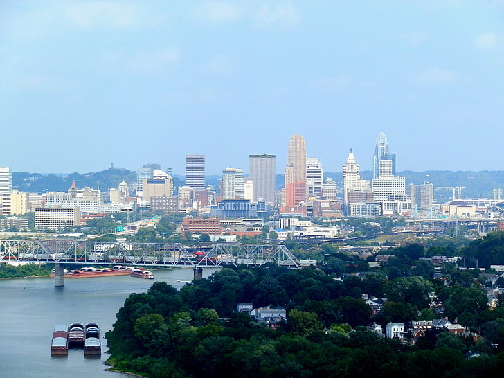 Cincinnati, Ohio, ville, villes, urbain, bâtiments, Skyline