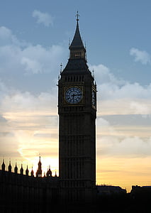 Anglia, Londyn, niebo, Architektura, Wieża, chmury, budynek