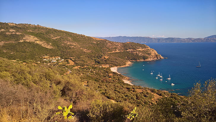 Korsika, gebucht, Yachten, Küstenstraße, Panorama, mediterrane, Aussichtspunkt