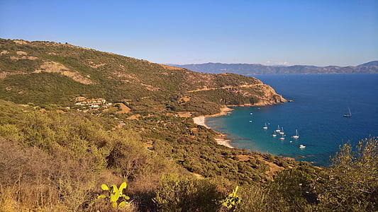Córcega, Reservados, Yachts, carretera de la costa, panorama, Mediterráneo, punto de vista