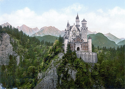 neuschwanstein, castle, bavaria, baroque, nineteenth-century, romanesque revival, palace