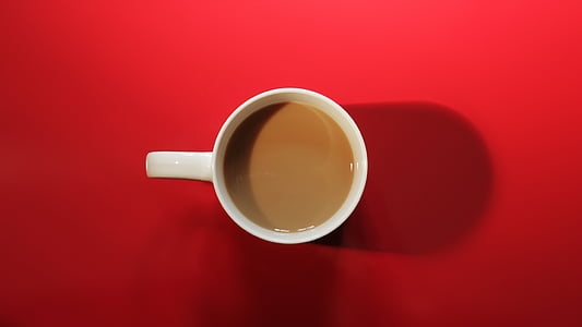brown, filled, liquid, ceramic, cup, red, coffee
