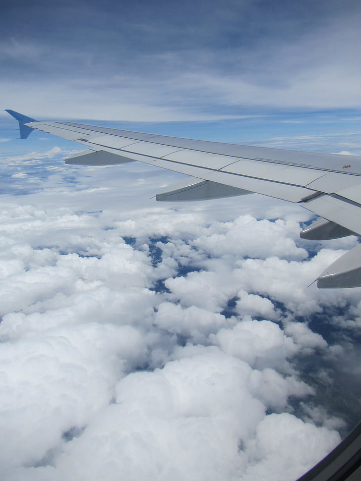 ουρανός, σύννεφα, αεροπλάνο, πτήση, μύγα