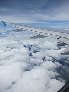 небо, облака, самолет, рейс, Муха