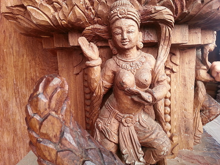 mujer, Figura, erótica, Tailandia, Templo de, Soledad, Pattaya