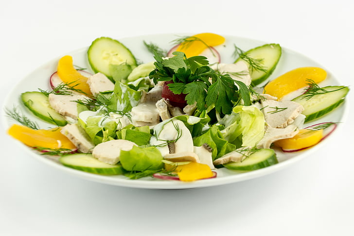 mad, grøn, salat, vegetabilsk, sund, frisk, måltid