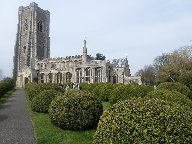 Lavenham Kościoła, Katedra, Kościół, Cisy, Topiary