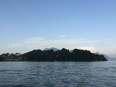polotok, jezero, vode, nebo, regiji Lake lucerne, jasno nebo