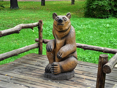 drewno, Rzeźba, Niedźwiedź, ogród zoologiczny, niedźwiedzie, zwierząt, ssak