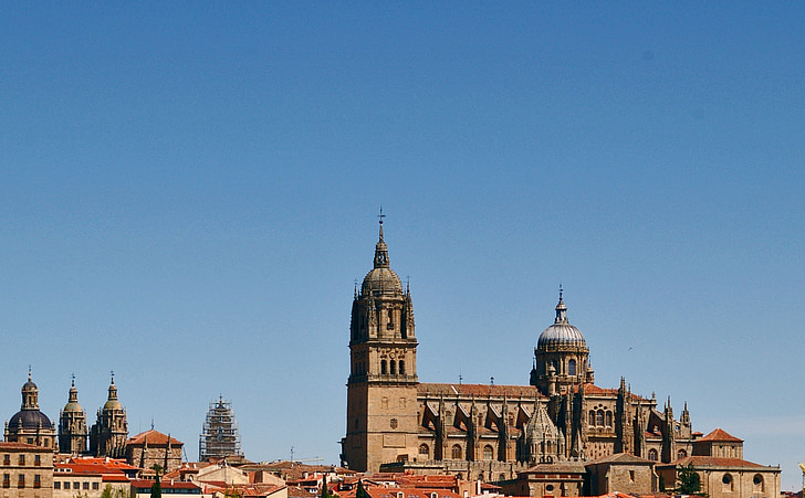 Salamanca, Spanje, daken, Kathedraal, monumenten, blauwe hemel