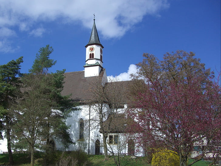 Kościół Leonhard, Kościół, Leonhard, Langenau, budynek, Architektura, Wieża