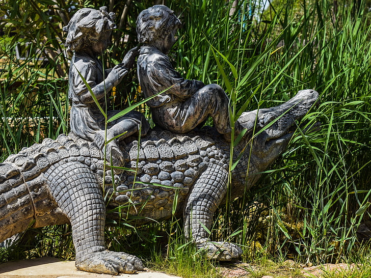 Krokodyl, dzieci, ogród, Dekoracja, Rzeźba, Fantasy, Dzieciństwo
