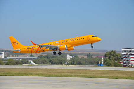plane, embraer 190 ar, saratov airlines, airport, mineral water, sky, take off