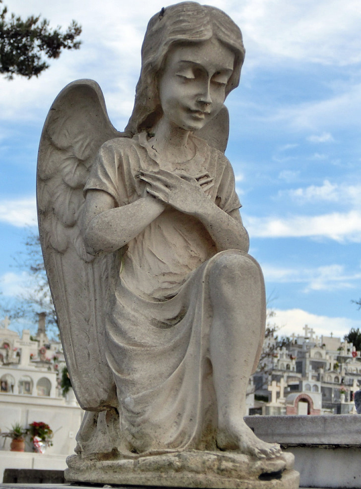 estátua, anjo, cemitério, Grécia