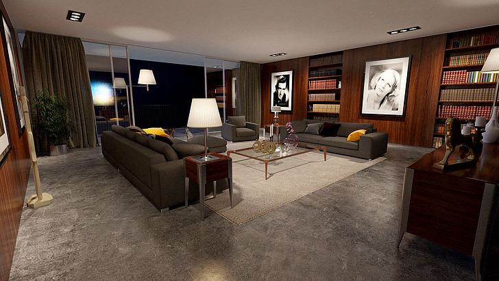 kamer, Appartement, interieur design, ontwerp, moderne, luxe, binnenlandse kamer