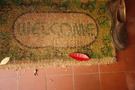 Dobrodošli, Dobrodošao kući, mat, znak, vrata, ulaz, kuća