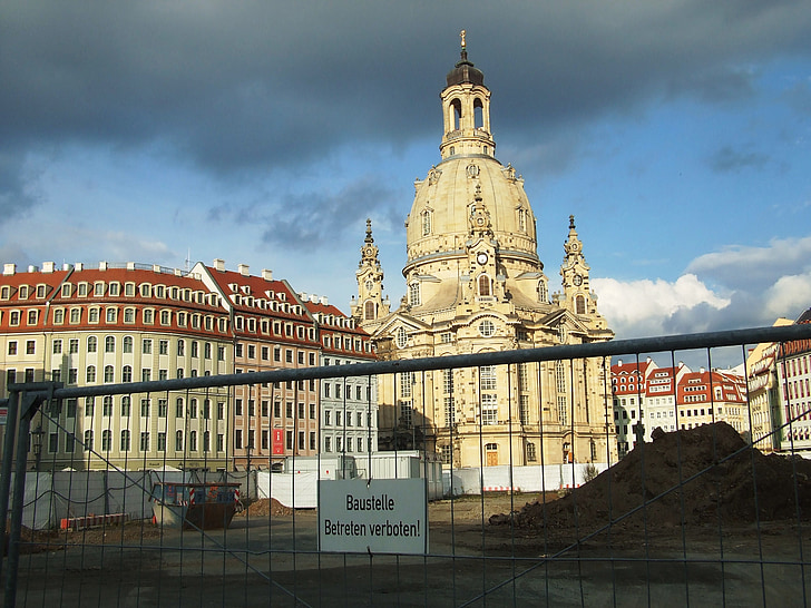 Frauenkirche, Dresden, mesto, arhitektura, znan kraj, cerkev, katedrala