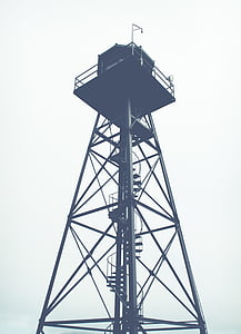 black, steel, watch, tower, guard tower, architecture, low angle view