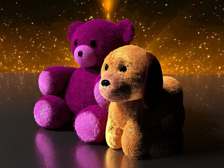 boneka beruang, anjing, mainan, merah muda, Manis, boneka, hewan