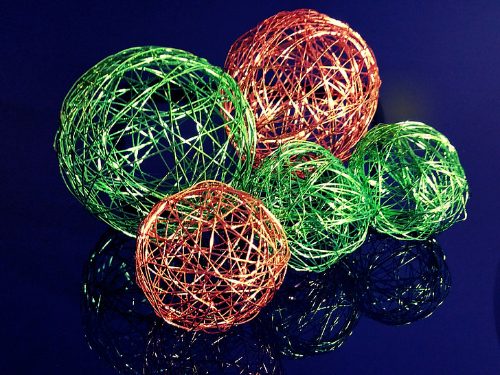 wire ball, wire, green, orange, decoration, background, wire mesh